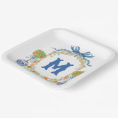 Bambus und Orange Topiary Wappen | Monogramm mit 1 Pappteller (Gewinkelt)