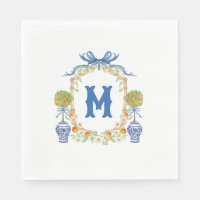 Bambus und Orange Topiary Wappen | Monogramm mit 1