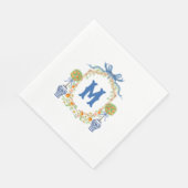 Bambus und Orange Topiary Wappen | Monogramm mit 1 Serviette (Ecke)