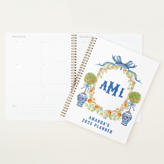 Bambus und Orange Topiary Wappen | Monogramm mit 3 Planer (Anzeige)