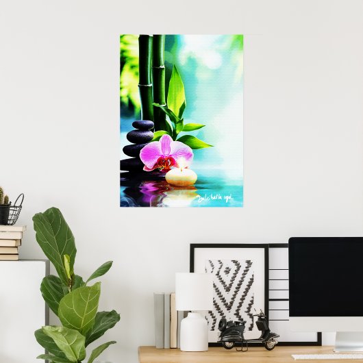 Bambus und Orchidee Poster (Heimbüro)