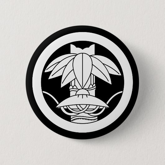 Bambus und Sitzhut im Kreis Button (Vorderseite)