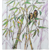 Bambus und Vögel Duschvorhang (Vorderseite)