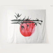 Bambus vor einer roten Sonne Wandteppich (Vorderseite (Horizontal))