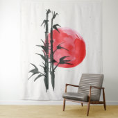 Bambus vor einer roten Sonne Wandteppich (Beispiel)