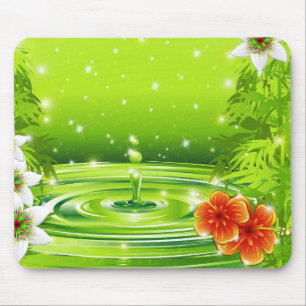 Bambus, Wasser und tropische Blume Mousepad