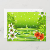 Bambus, Wasser und tropische Blume Postkarte (Vorne/Hinten)
