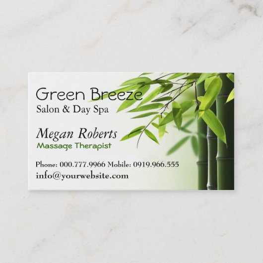 Bambus-Wellness-Center-Haut-Sorgfalt-Massage-Salon Terminkarte (Vorderseite)