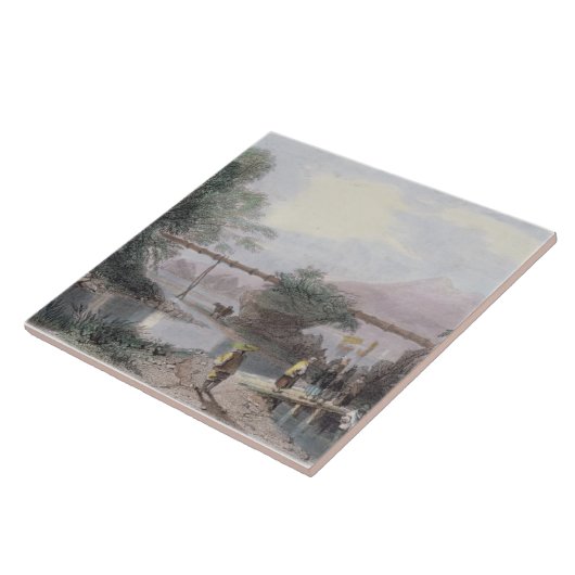 Bambusaquädukt in Hong Kong, graviert durch Fliese (Seite)