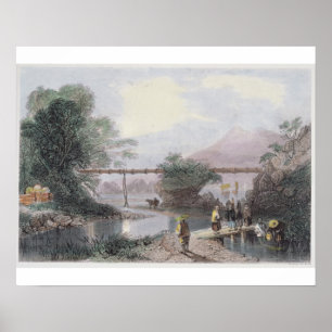 Bambusaquädukt in Hong Kong, graviert durch Poster