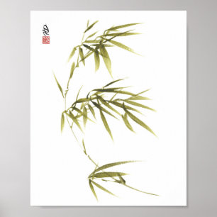 Bambusblätter in der Brise Chinesischer Pinsel Kun Poster