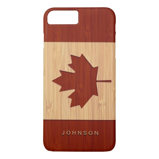 Bambusblick graviertes Kanada-Flaggen-Ahornblatt Case-Mate iPhone Hülle (Rückseite)
