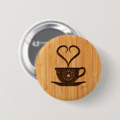 Bambusblick u. gravierter niedlicher button (Vorne & Hinten)