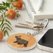 Bambusblick u. gravierter Retro thailändischer Schlüsselanhänger (Vorderseite rechts)