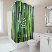 Bambusholz mit individualisiertem Logo und Text Duschvorhang (Beispiel)