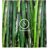 Bambusholz mit individualisiertem Logo und Text Duschvorhang (Vorderseite)