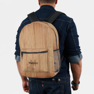 Bambusholzprint in Braun, kundenspezifisch Monogra Bedruckter Rucksack