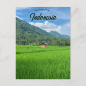 Bambushütte auf einem Reisfeld in Indonesien Postkarte (Vorderseite)