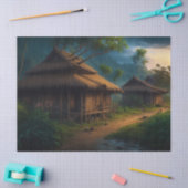 Bambushütte im Dorfzentrum Seidenpapier (Basteln)