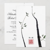 © BambusLiebe-Doppelt-Glück-chinesische Hochzeit Einladung (Vorne/Hinten)