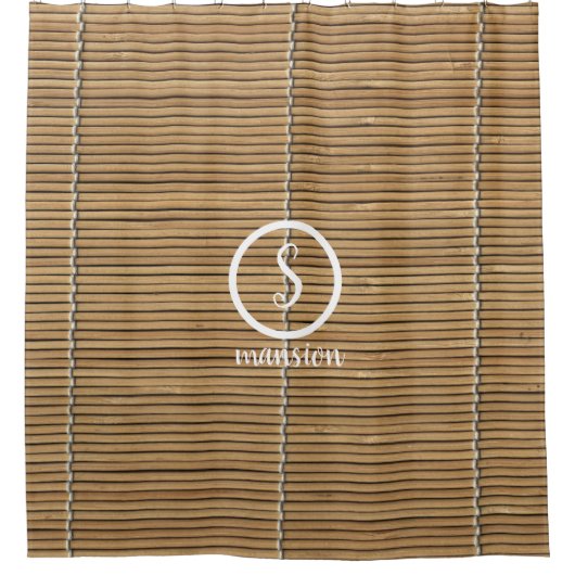 Bambusmatte mit individualisiertem Logo und Text Duschvorhang (Vorderseite)