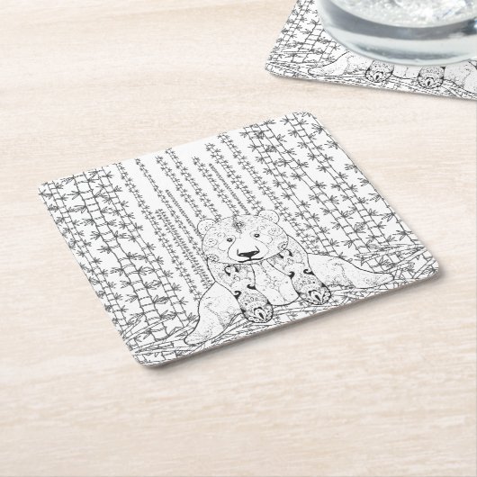 Bambuspanda-Gekritzel Rechteckiger Pappuntersetzer (angewinkelt)