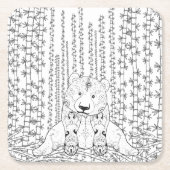 Bambuspanda-Gekritzel Rechteckiger Pappuntersetzer (Vorderseite)