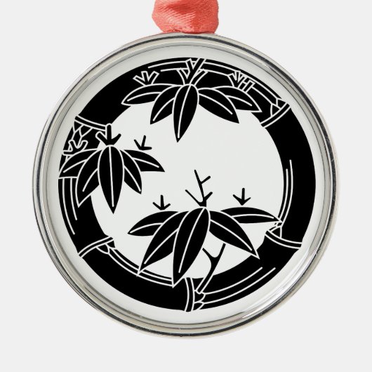 Bambusring mit Bambus-Blätter Silbernes Ornament (Vorne)