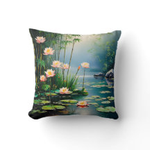 Bambusstähle und Lotus-Blume