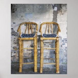 Bambusstühle im alten Stil, Xitang, Zhejiang, Poster