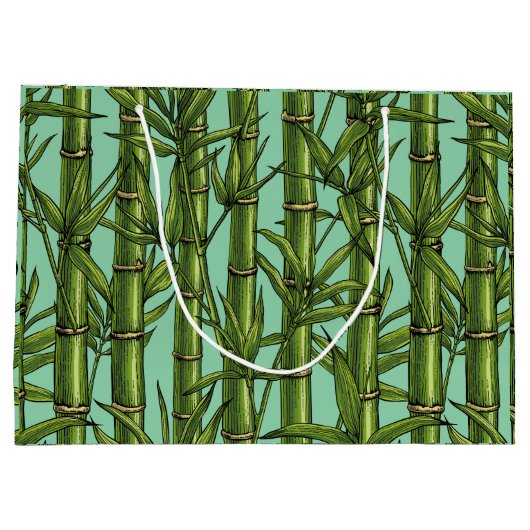 Bambuswald auf hellblau große geschenktüte (Rückseite)