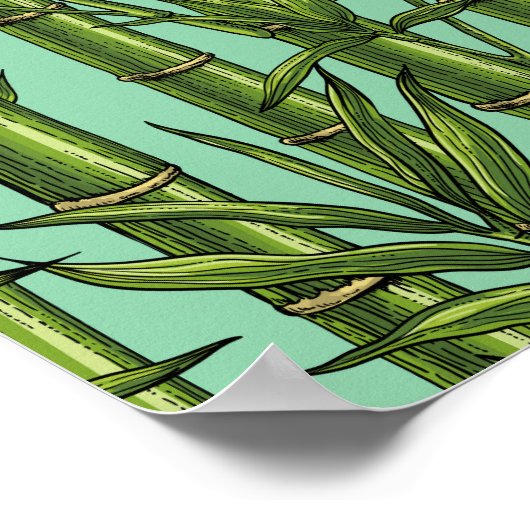 Bambuswald auf hellblau poster (Ecke)