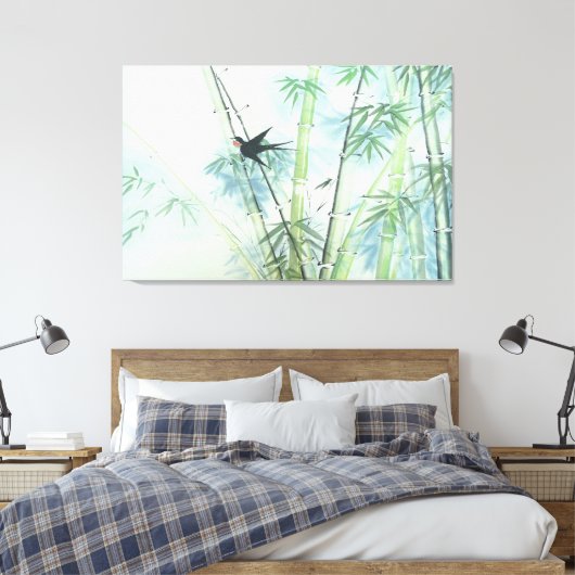 Bambuswald - grün leinwanddruck (Insitu (Schlafzimmer))