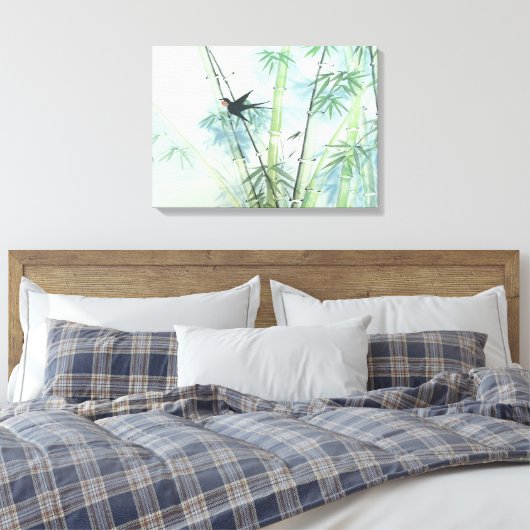 Bambuswald - grün leinwanddruck (Insitu (Schlafzimmer))