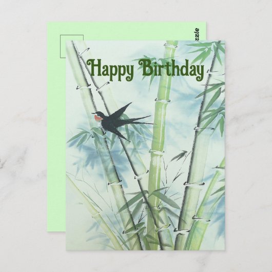 Bambuswald - grün postkarte (Vorne/Hinten)
