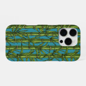 Bambuswald in blau iPhone hülle (Rückseite (Horizontal))