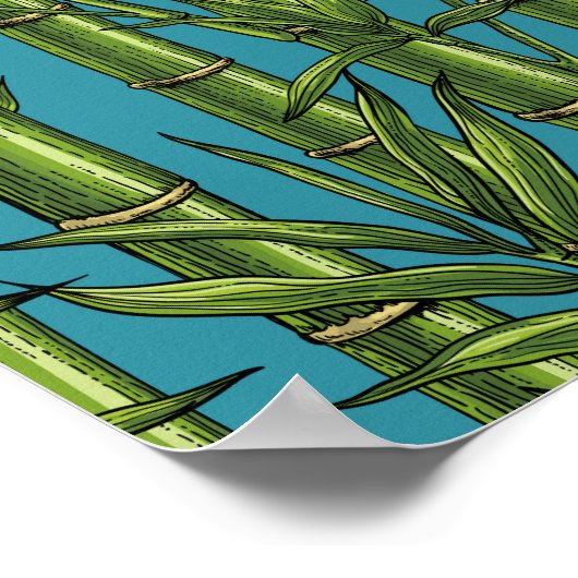 Bambuswald in blau poster (Ecke)