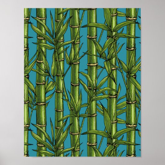 Bambuswald in blau poster (Vorne)