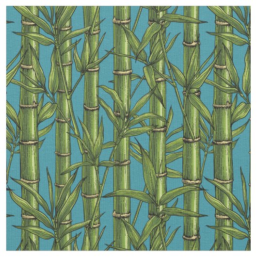 Bambuswald in blau stoff (Nahaufnahme)