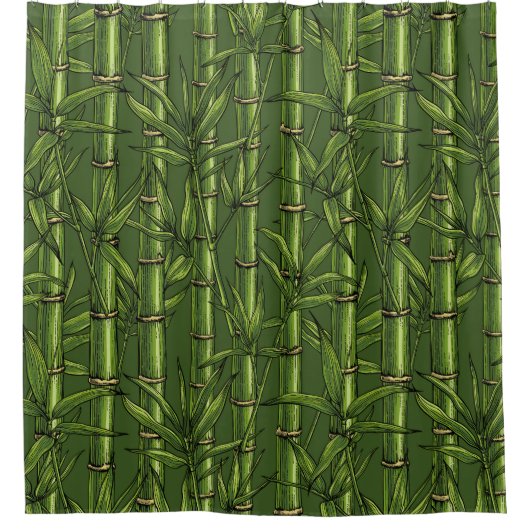 Bambuswald in Grün Duschvorhang (Vorderseite)
