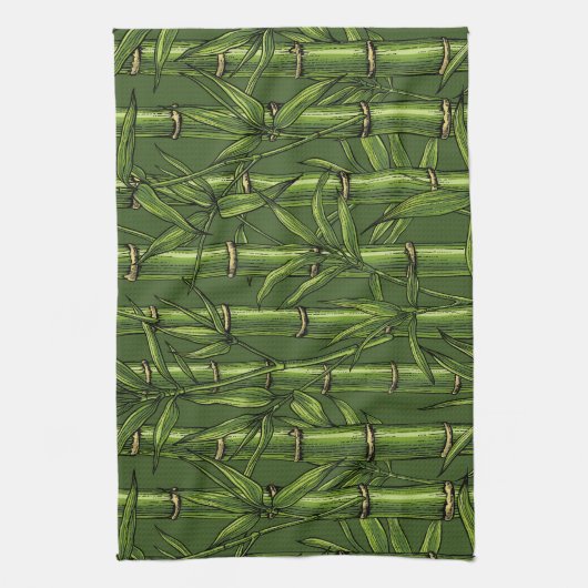 Bambuswald in Grün Geschirrtuch (Vertikal)
