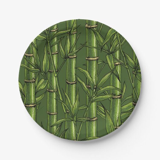 Bambuswald in Grün Pappteller (Vorderseite)