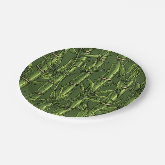 Bambuswald in Grün Pappteller (Schrägansicht)