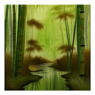 Bambuswald Traditionelle chinesische Malerei Poster