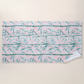 Bambuszweige, weiß, grün, Bambuszweige, Blätter Strandtuch (Vorderseite)