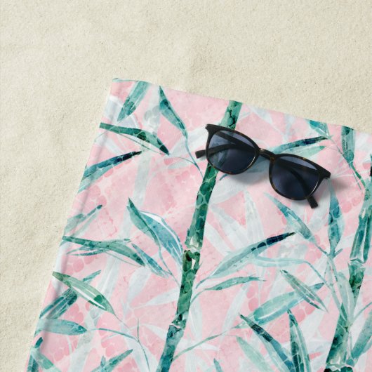 Bambuszweige, weiß, grün, Bambuszweige, Blätter Strandtuch (Beispiel)