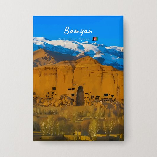 Bamyan, Afghanistan - Buddha-Kliffental Button (Vorderseite)