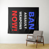 Ban Assault Weapons Now! Guns Political Activist Wandteppich (Beispiel (Horizontal))