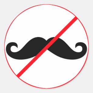 Ban Mustaches! Runder Aufkleber