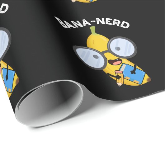 Bana-Nerd Funny Fruit Nerd Pun Dark BG Geschenkpapier (Rolleneckpunkt)